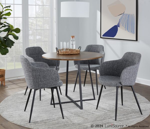 Cosmo Contemporary Black and Walnut Round Dining Table 1