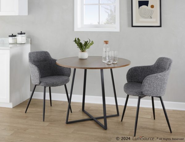 Cosmo Contemporary Black and Walnut Round Dining Table 2
