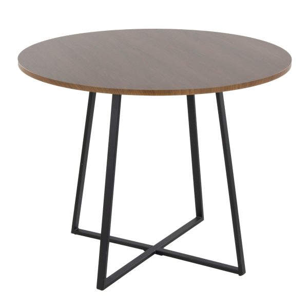 Cosmo Contemporary Black and Walnut Round Dining Table 3