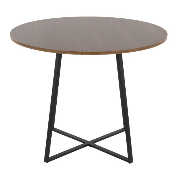 Cosmo Contemporary Black and Walnut Round Dining Table 4