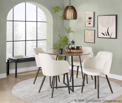 Cosmo Contemporary Black and Walnut Round Dining Table