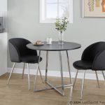 Cosmo Contemporary Chrome and Black Round Dining Table 8 Cosmo Contemporary Chrome and Black Round Dining Table