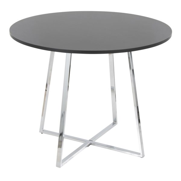 Cosmo Contemporary Chrome and Black Round Dining Table 2