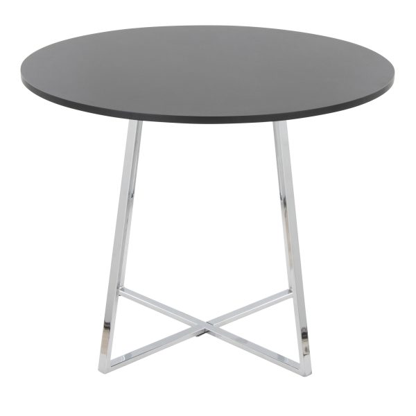 Cosmo Contemporary Chrome and Black Round Dining Table 3