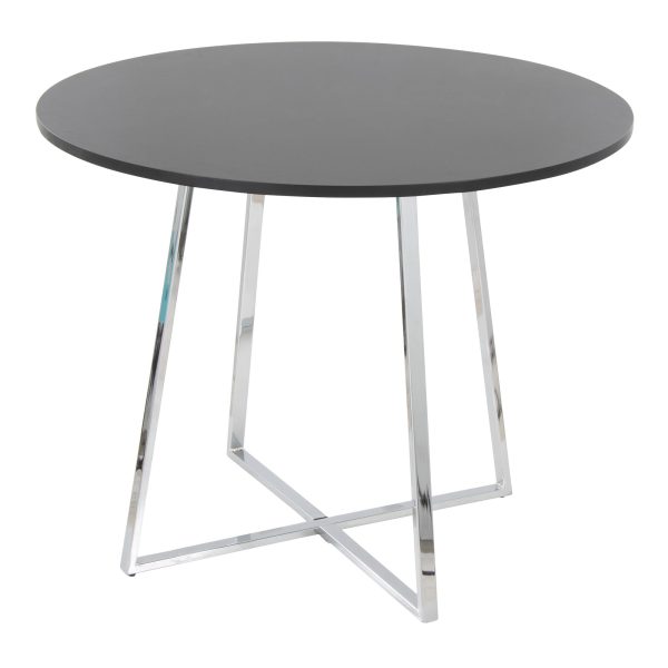 Cosmo Contemporary Chrome and Black Round Dining Table 4