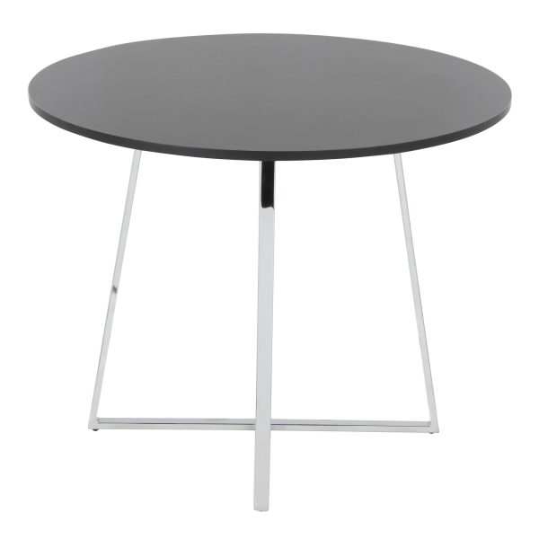 Cosmo Contemporary Chrome and Black Round Dining Table 5
