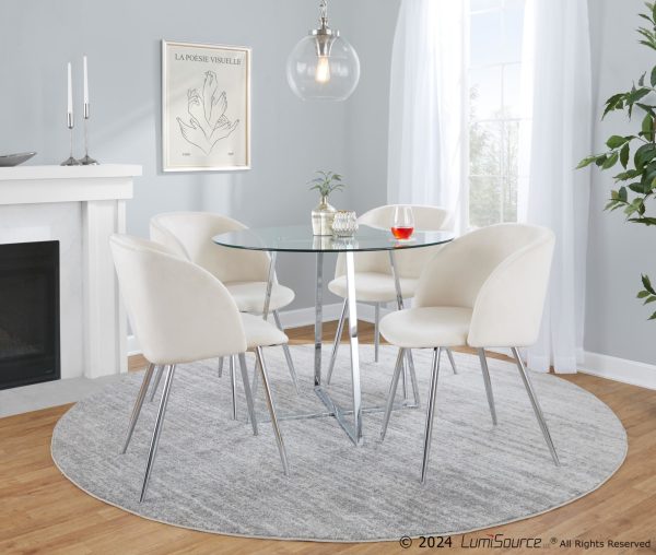 Cosmo Contemporary Chrome and Glass Round Dining Table 2