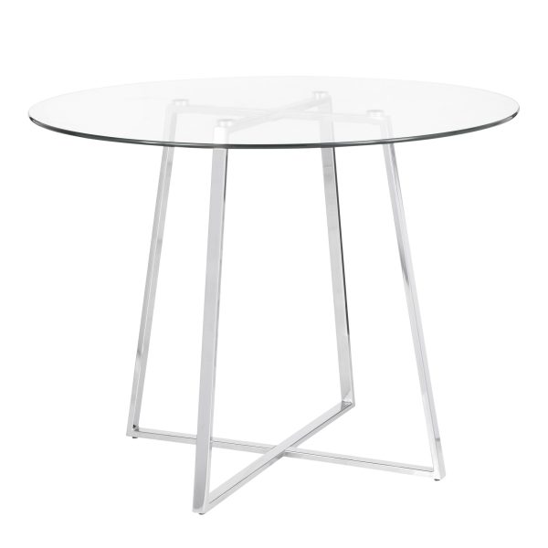 Cosmo Contemporary Chrome and Glass Round Dining Table 3