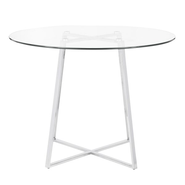 Cosmo Contemporary Chrome and Glass Round Dining Table 4