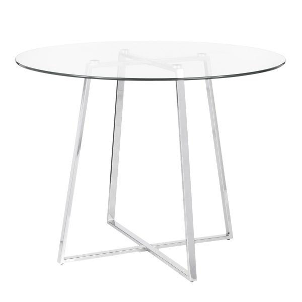 Cosmo Contemporary Chrome and Glass Round Dining Table 5