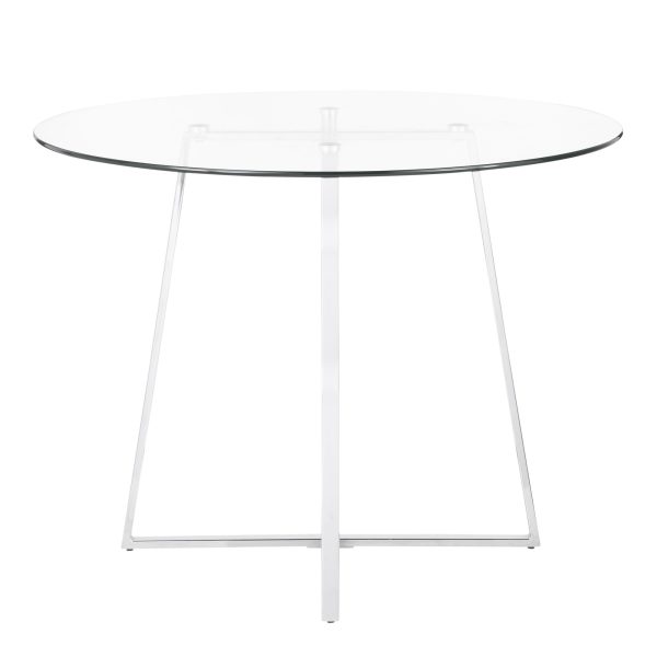 Cosmo Contemporary Chrome and Glass Round Dining Table 6