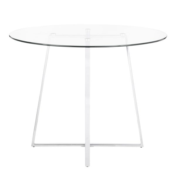 Cosmo Contemporary Chrome and Glass Round Dining Table 7