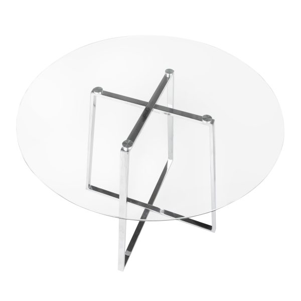 Cosmo Contemporary Chrome and Glass Round Dining Table 8