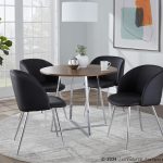 Cosmo Contemporary Chrome and Walnut Round Dining Table 8 Cosmo Contemporary Chrome and Walnut Round Dining Table