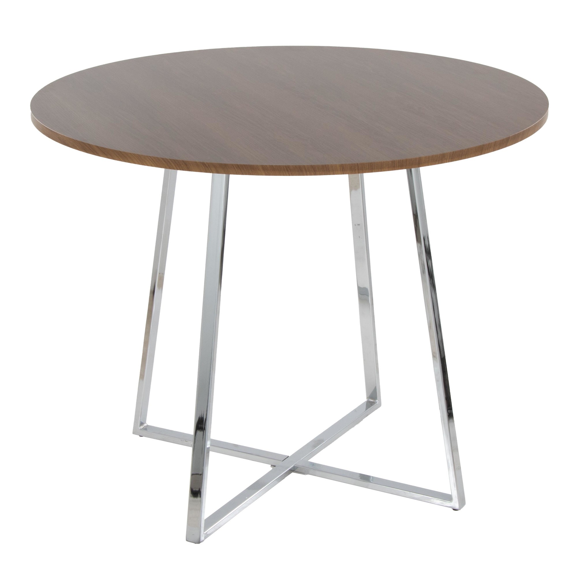 Cosmo Contemporary Chrome and Walnut Round Dining Table 3 Cosmo Contemporary Chrome and Walnut Round Dining Table - Image 3
