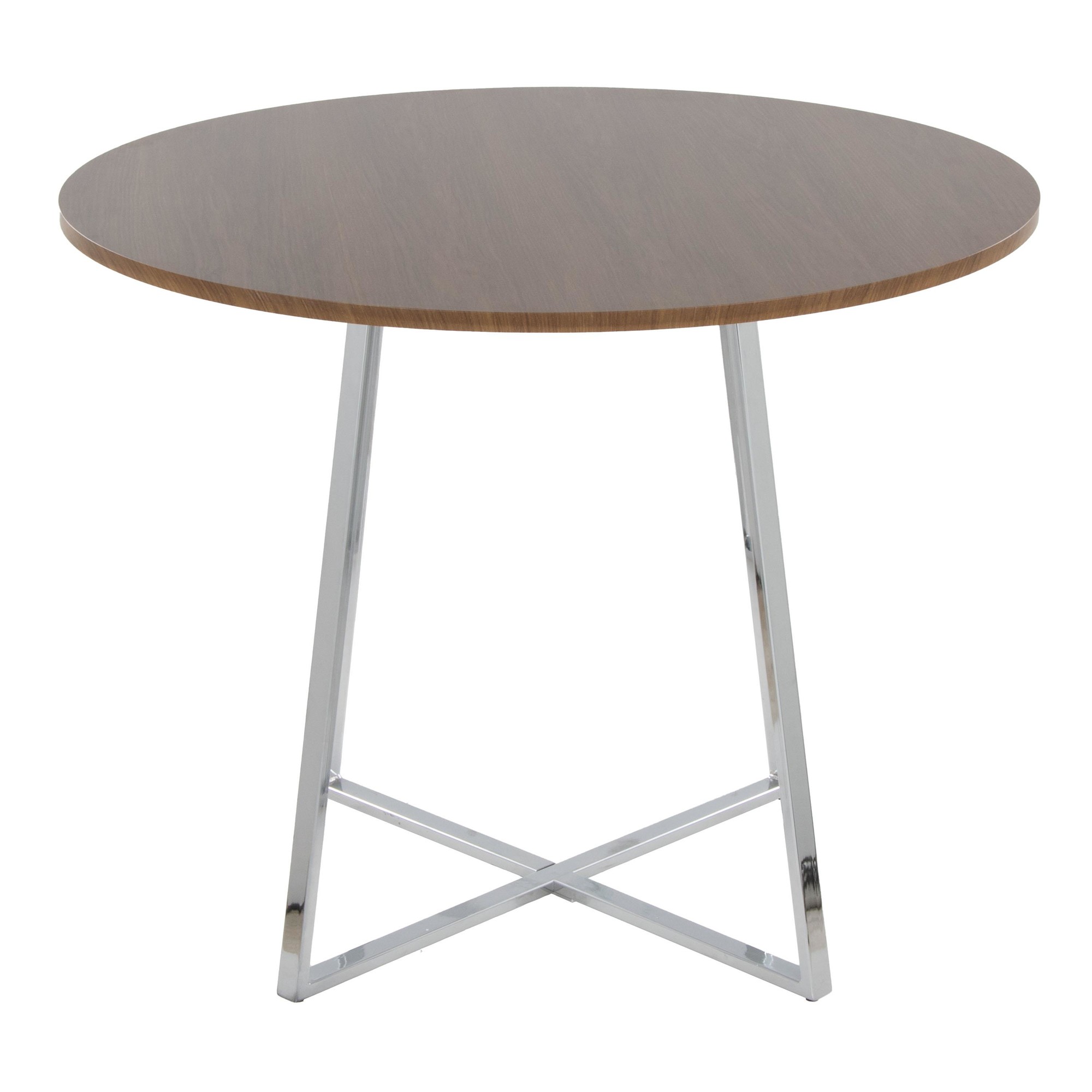 Cosmo Contemporary Chrome and Walnut Round Dining Table 4 Cosmo Contemporary Chrome and Walnut Round Dining Table - Image 4