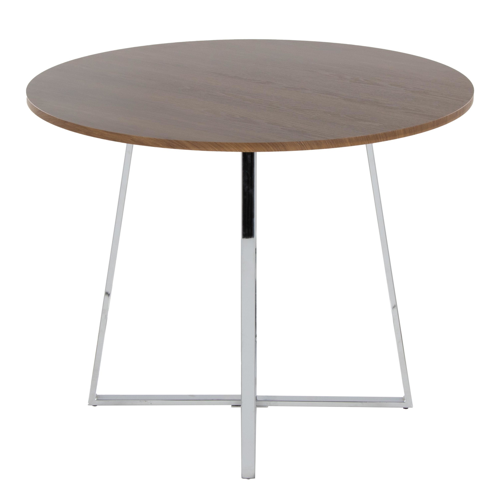 Cosmo Contemporary Chrome and Walnut Round Dining Table 6 Cosmo Contemporary Chrome and Walnut Round Dining Table - Image 6