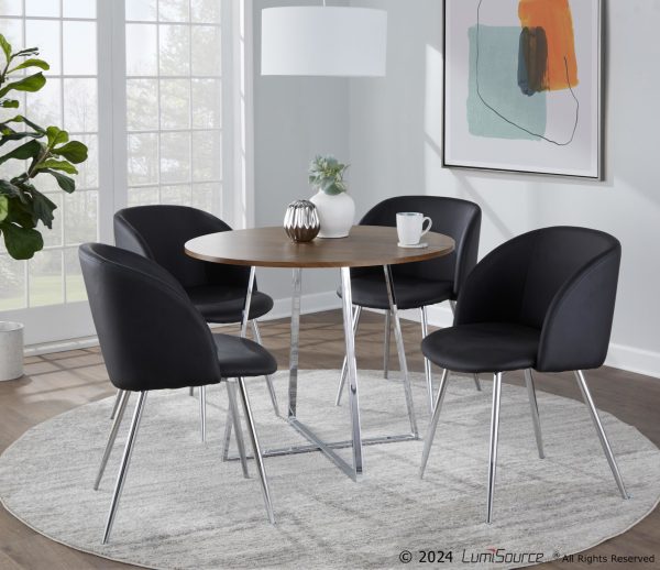 Cosmo Contemporary Chrome and Walnut Round Dining Table