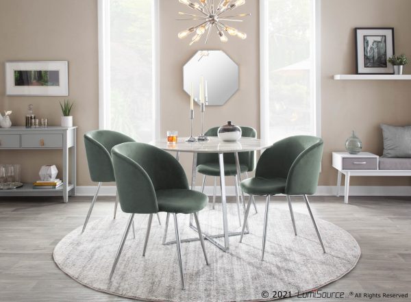 Cosmo Contemporary Chrome and White Marble Dining Table 1