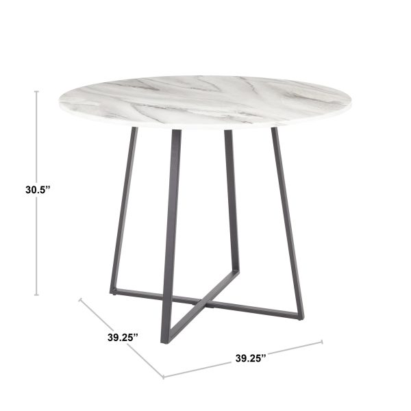 Cosmo Contemporary Chrome and White Marble Dining Table 10