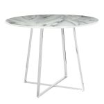 Cosmo Contemporary Chrome and White Marble Dining Table 17 Cosmo Contemporary Chrome and White Marble Dining Table