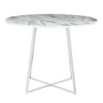Cosmo Contemporary Chrome and White Marble Dining Table 18 Cosmo Contemporary Chrome and White Marble Dining Table