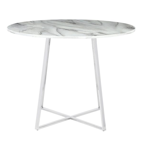 Cosmo Contemporary Chrome and White Marble Dining Table 5