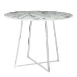 Cosmo Contemporary Chrome and White Marble Dining Table 19 Cosmo Contemporary Chrome and White Marble Dining Table