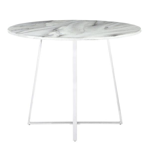 Cosmo Contemporary Chrome and White Marble Dining Table 7