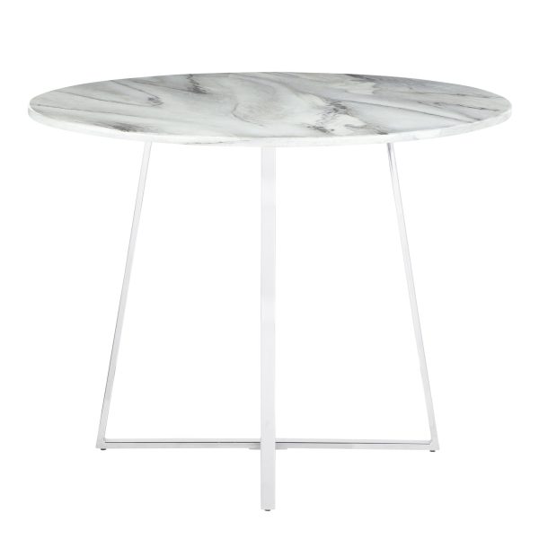 Cosmo Contemporary Chrome and White Marble Dining Table 8