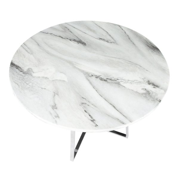 Cosmo Contemporary Chrome and White Marble Dining Table 9