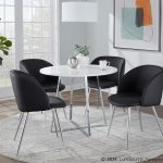Cosmo Contemporary Chrome and White Round Dining Table 9 Cosmo Contemporary Chrome and White Round Dining Table