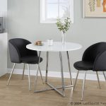Cosmo Contemporary Chrome and White Round Dining Table 8 Cosmo Contemporary Chrome and White Round Dining Table
