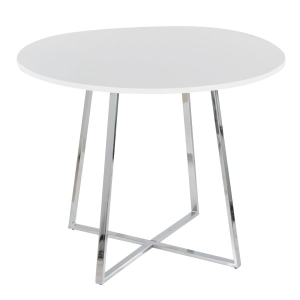 Cosmo Contemporary Chrome and White Round Dining Table 2