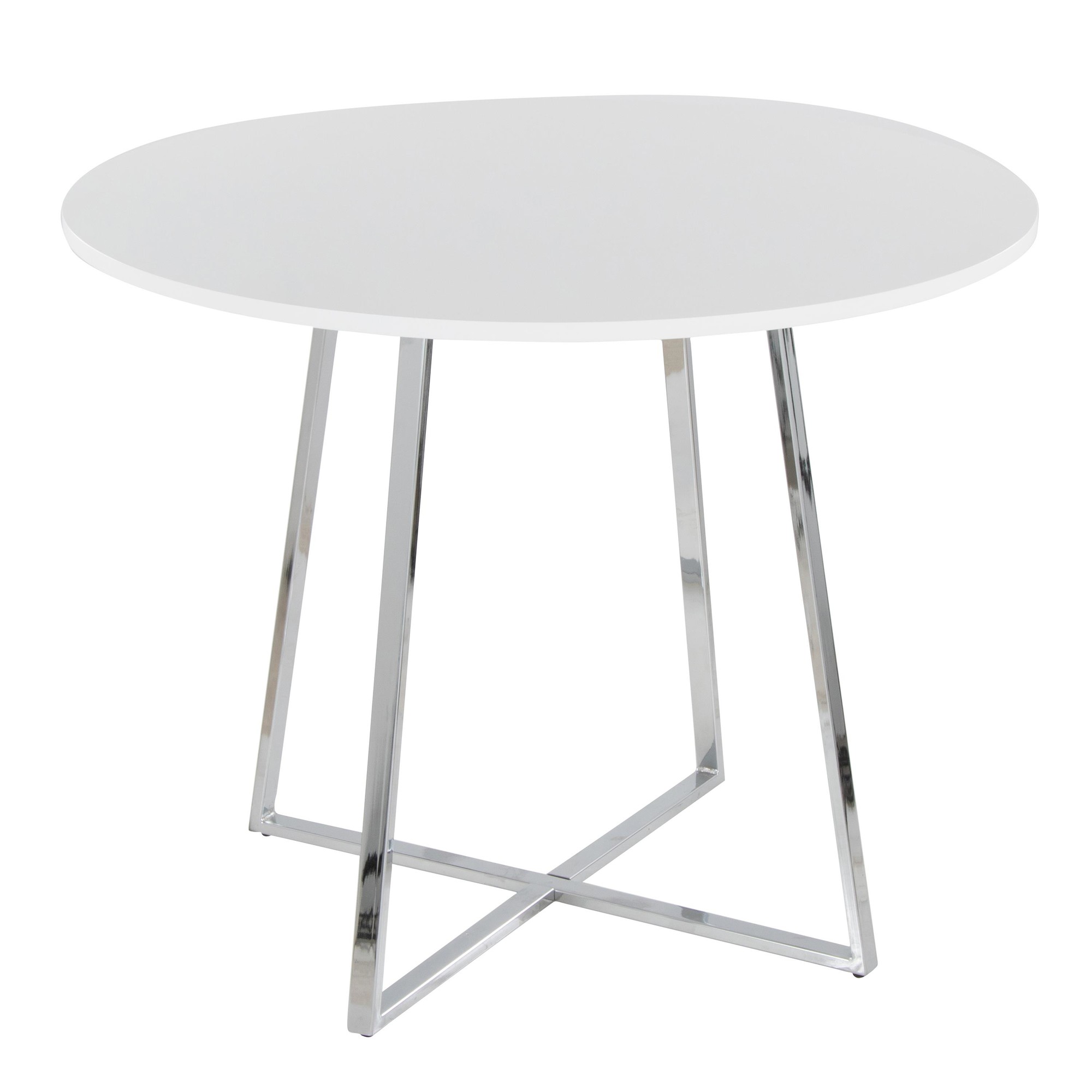 Cosmo Contemporary Chrome and White Round Dining Table 3 Cosmo Contemporary Chrome and White Round Dining Table - Image 3