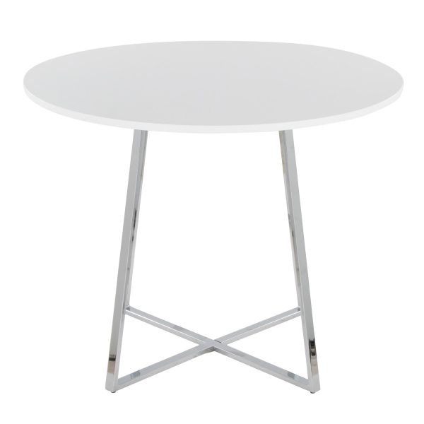 Cosmo Contemporary Chrome and White Round Dining Table 3
