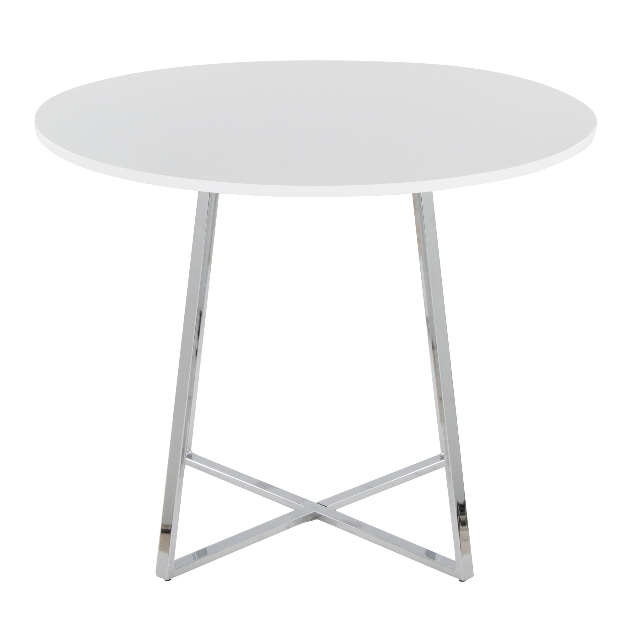 Cosmo Contemporary Chrome and White Round Dining Table 4 Cosmo Contemporary Chrome and White Round Dining Table - Image 4