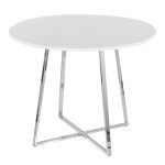 Cosmo Contemporary Chrome and White Round Dining Table 12 Cosmo Contemporary Chrome and White Round Dining Table