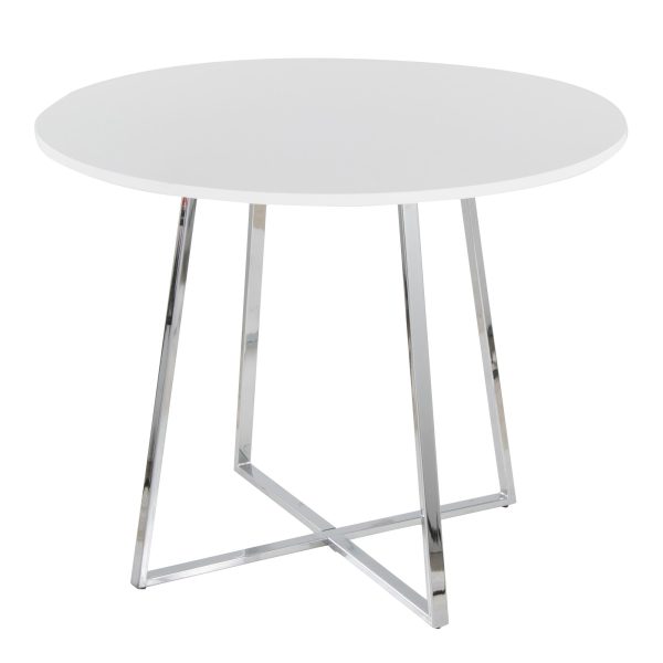 Cosmo Contemporary Chrome and White Round Dining Table 4