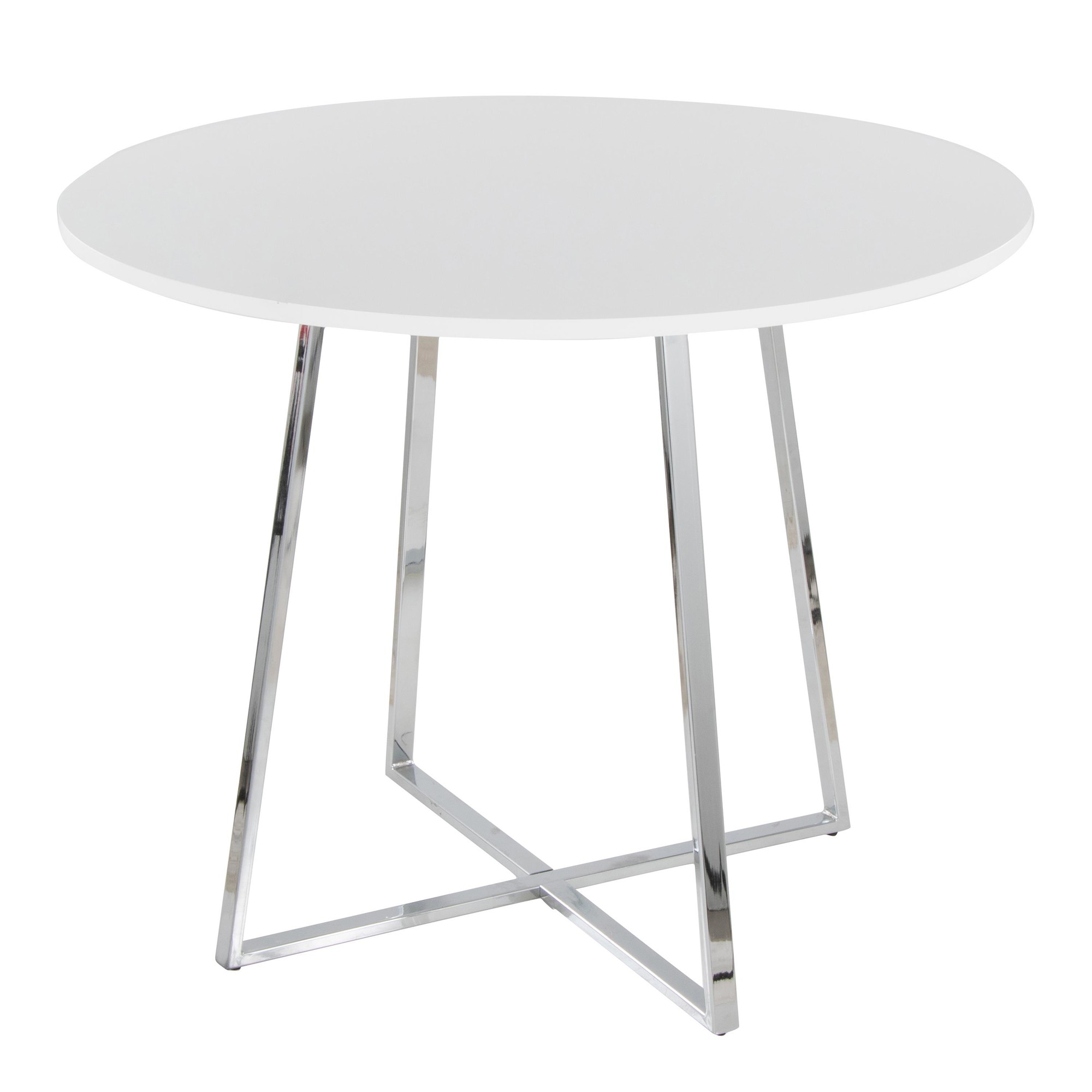 Cosmo Contemporary Chrome and White Round Dining Table 5 Cosmo Contemporary Chrome and White Round Dining Table - Image 5