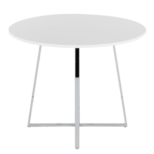 Cosmo Contemporary Chrome and White Round Dining Table 5