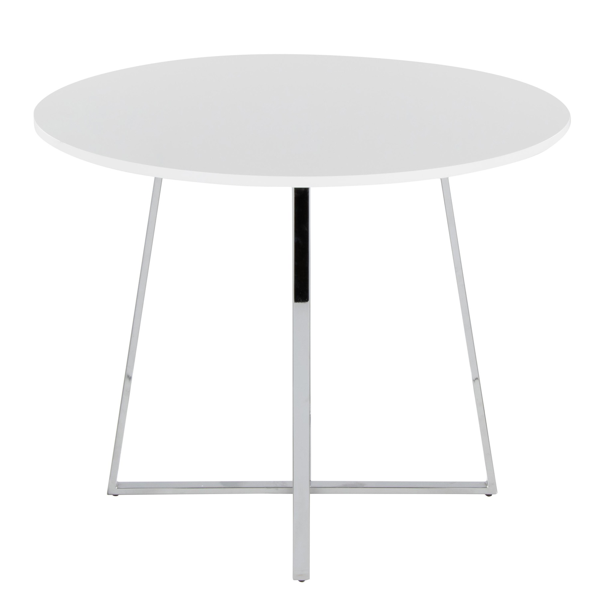 Cosmo Contemporary Chrome and White Round Dining Table 6 Cosmo Contemporary Chrome and White Round Dining Table - Image 6