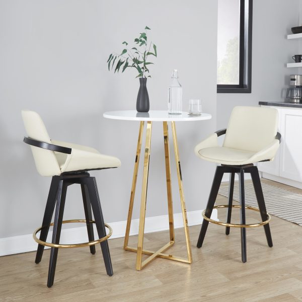 Cosmo Contemporary Cream Faux Leather Swivel Counter Stools Set of 2 1
