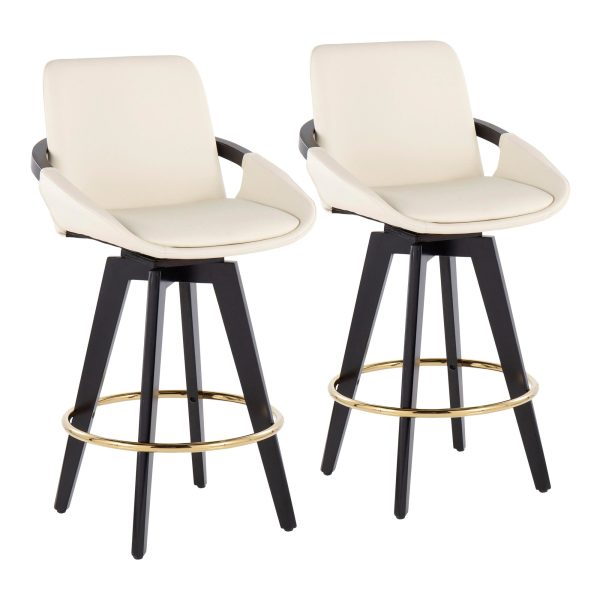 Cosmo Contemporary Cream Faux Leather Swivel Counter Stools Set of 2 2