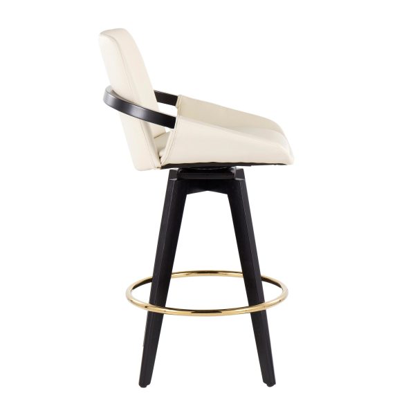 Cosmo Contemporary Cream Faux Leather Swivel Counter Stools Set of 2 4