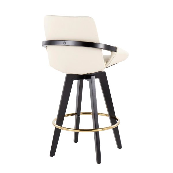 Cosmo Contemporary Cream Faux Leather Swivel Counter Stools Set of 2 5