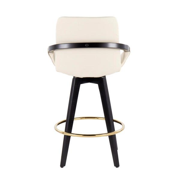 Cosmo Contemporary Cream Faux Leather Swivel Counter Stools Set of 2 6