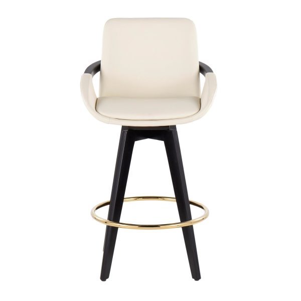 Cosmo Contemporary Cream Faux Leather Swivel Counter Stools Set of 2 7
