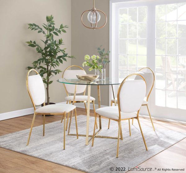 Cosmo Contemporary Gold Metal and Glass Dining Table 1