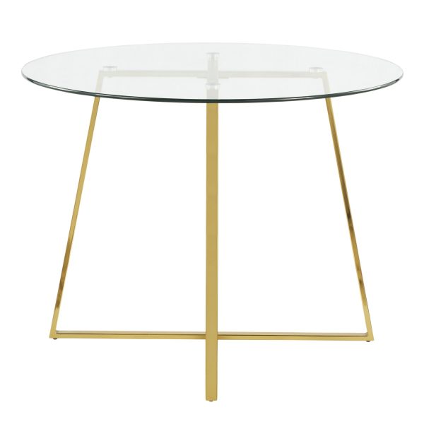 Cosmo Contemporary Gold Metal and Glass Dining Table 10